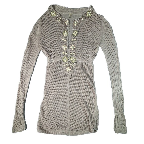Victoria's Secret Other - Victoria’s Secret Beaded Swim Cover Up XS Boho Crochet Knit Tunic Y2K Beach